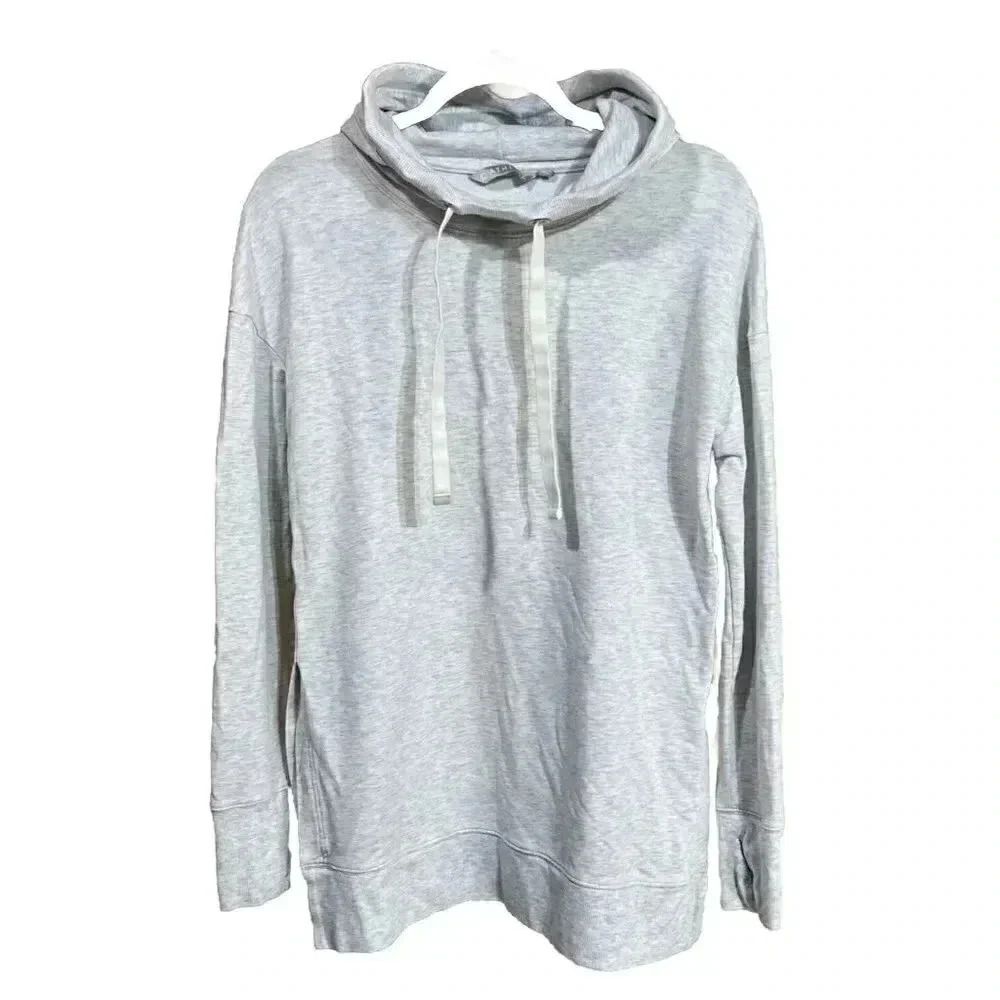 ATHLETA Sayulita Women’s Hoodie Fog Heathered Gray M Side Slits Athleisure.